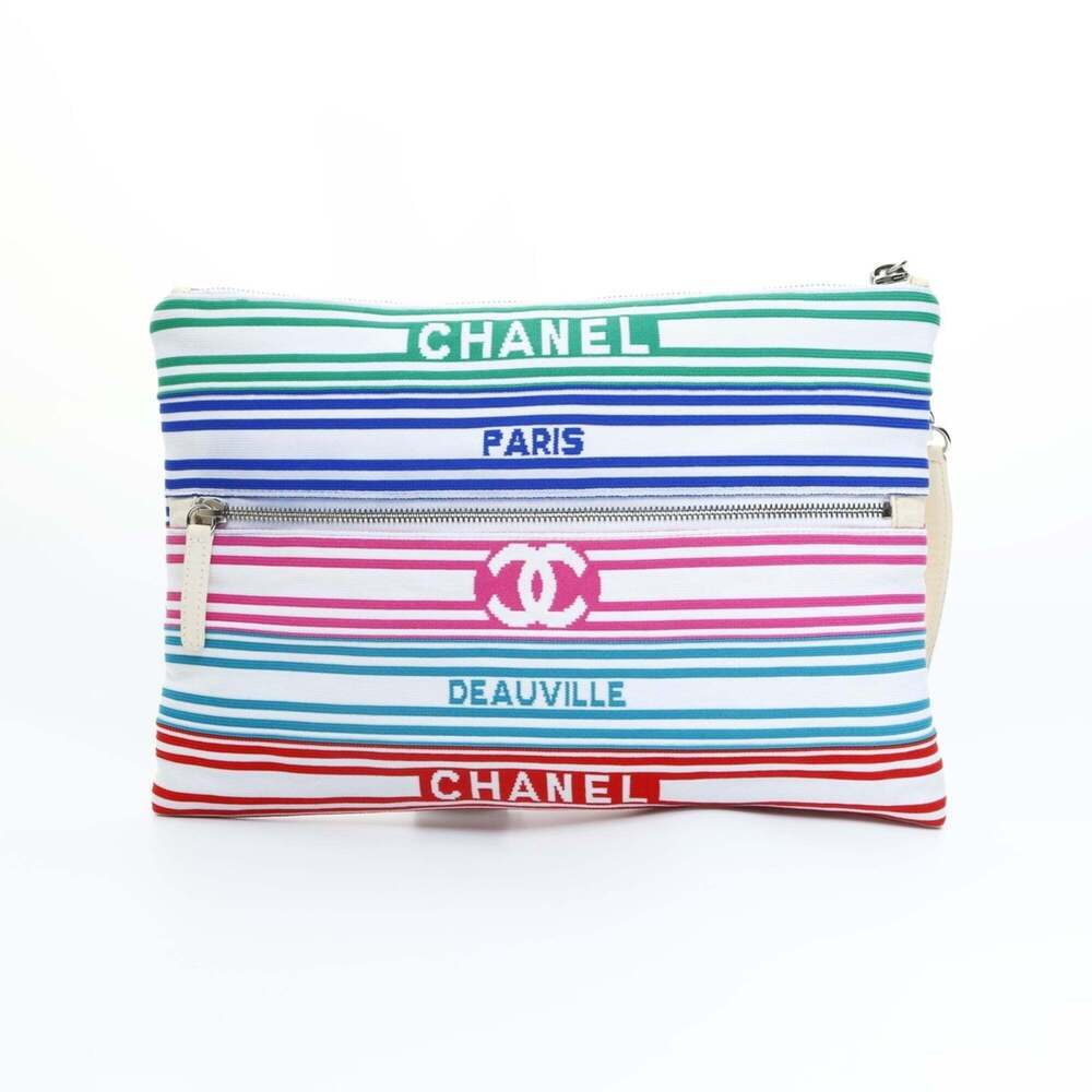 CHANEL Black Canvas Logo Clutch Bag - Picture 6 of 13